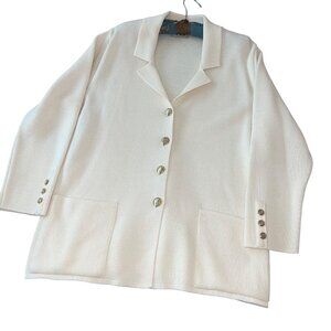 Malia Vintage Womens Jacket Size Medium Cream Cardigan Pockets Pure Wool
